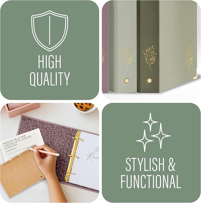 3 Ring Binder 1-Inch Rings – 3-Pack of Cute Binders with Pockets, Gold-Foil & Metal Corners – 1 Inch Binders 3 Ring Cute for School, Office & Work – 1" Pastel Three-Ring Binder One Inch