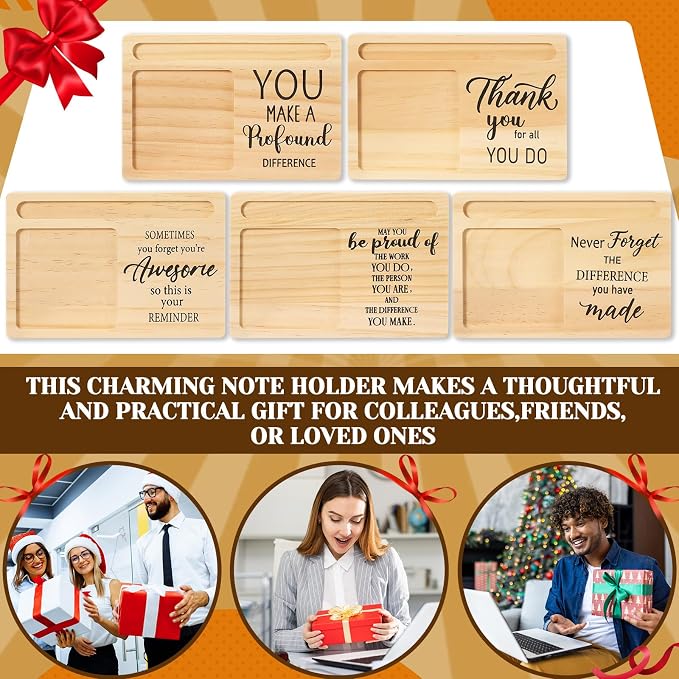 10 Pcs Back to School Teacher Appreciation Gifts Bulk Wooden Sticky Note Holder Motivational Thank Your Gift Inspirational Sticky Notes for Teacher Back to School (Diverse)