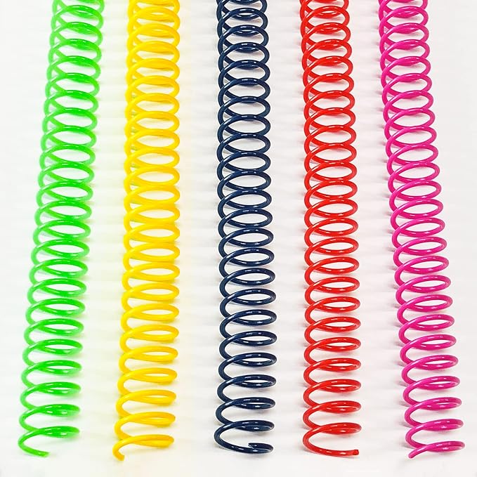 Binditek Spiral Binding Coils 12mm 4:1 Pitch Multi Color 50 Pack | Coil Binding Spines, 1/2", 90 Sheet Capacity, 48 Loops, for Letter-Size Reports, Presentations, School and Office Projects