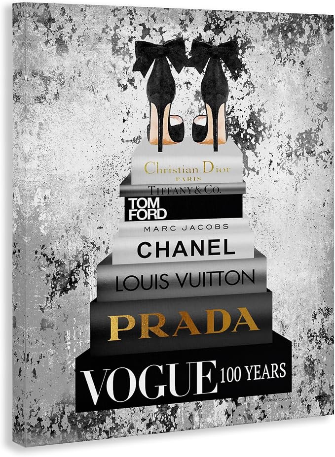 Stupell Industries Fashion Bookstack Glam, 36 x 48 Inch Canvas Wall Art | Stupell Industries · By Amanda Greenwood · Ready to hang · Chic gift for fashion lovers · Made in USA