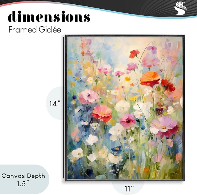 'Wildflower Breeze Impression'| Framed Giclee Art | Stupell Industries | Black, 11 x 14 Inches, Easy to Hang and Sturdy, Made in USA, by Creative Studio