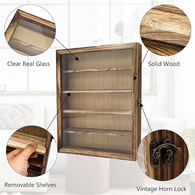 11x14 Shadow Box Frame with Removable Shelves,Collectible Display Shelves Case,Military Challenge Coin Display Case,Wood Shadow Boxes Display Cases for Keepsake,Pictures