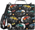 Monster Truck Black Print Zipper Binder Bag 3 Ring with Shoulder Strap & Handle Multi Pocket Binder Organizer Bag Large Capacity for School Office Supplies