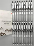 Fengtaiyuan Retractable Gel Pens, 0.5mm ST Precision Tip Quick Dry Black Ink, Gradient Black Barrel with Triangular Silicone Non-Slip Grip, Ergonomic Smooth Pens for Exam School Office [Pack of 18]