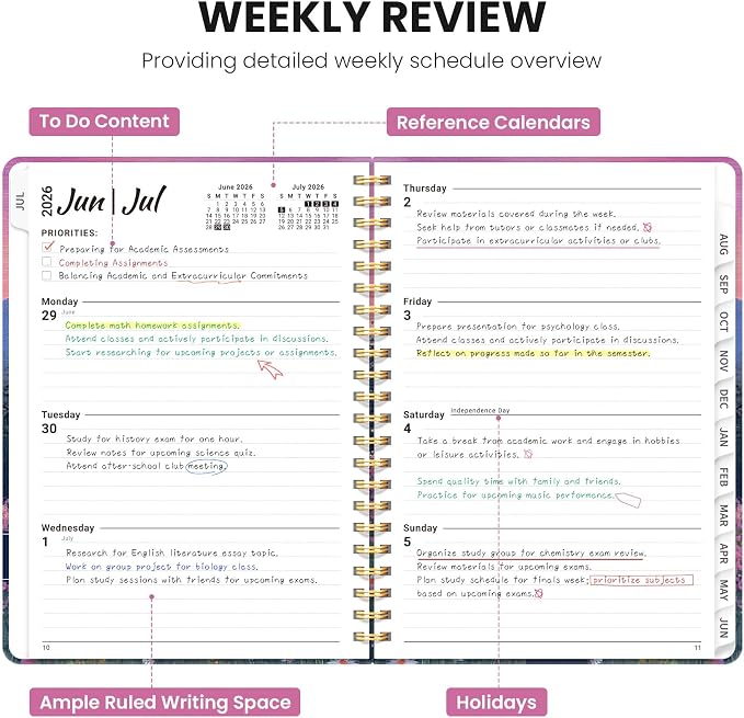 ZOTIA Academic Planner 2026-2027, Monthly & Weekly Jul 2026-Jun 2027 | Twilight Bloom, 8.5" x 11" Calendar Planner for Women, Hardcover Pretty Organizer for Women, School Office Home Supplies
