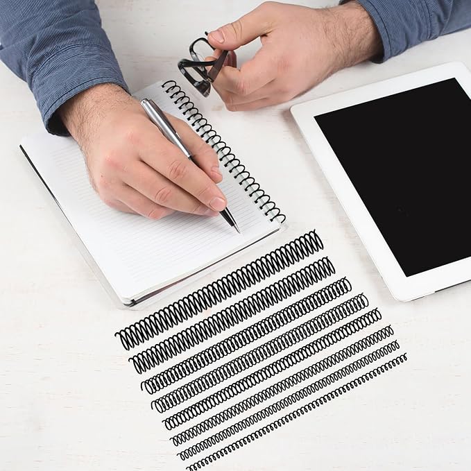 120 Pack Plastic Spiral Binding Coils Binder Binding Spirals Rings Multi Size Spiral Binding Wire Combs Spines Coils, 4:1 Pitch, 1/4 5/16 3/8 1/2 9/16 5/8 3/4 7/8 Inch (Black New Version)