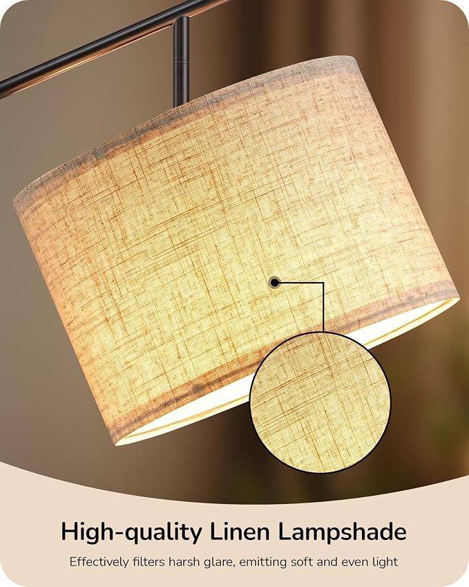 EDISHINE 64.7IN Floor Lamp for Living Room with Remote, Black Standing Lamp | Bulb Included, Dimmable & 5CCT, Foot Switch, Adjustable Lamphead, Minimalist for Bedroom, Living Room