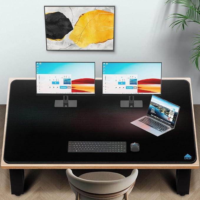 Cacoy 63"x31.5" Super Large Gaming Mouse Pad, Huge Computer Desk Mat, Black | Oversized Giant Non-Slip Rubber Base Full Desk Keyboard Mouse Mat Premium Textured Surface Anti-Fray Stitched Edges for Gamer