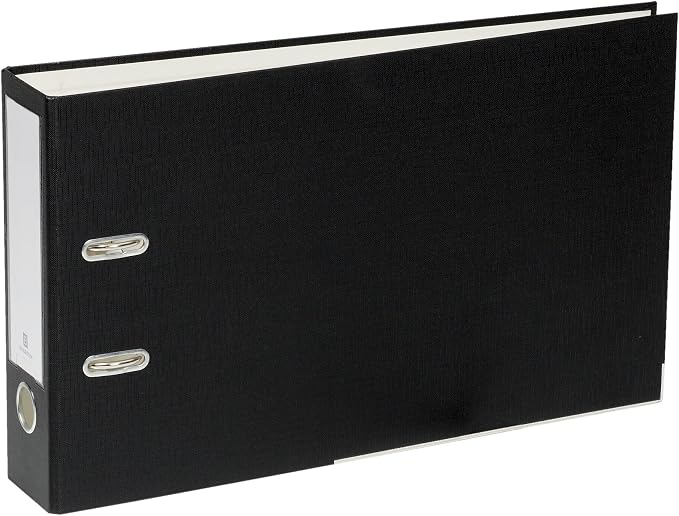2-Ring Binder for Top-Punched 8.5" x 14" Legal Paper - Black, by Bindertek | Top-Opening, 3" Spine, 525 Sheet Capacity, 2.5" Lever Arch Ring Mechanism, Linen-Textured Covers, Steel Reinforced Edges