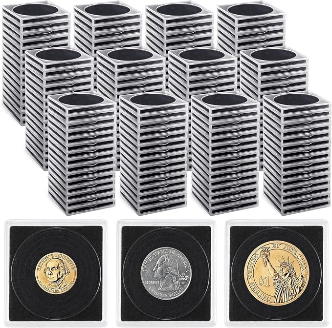 192 Pcs Plastic Coin Holders with 5 Sizes Adjustable Silver Dollar Coin Holder Capsule Protectors Snap Holders Silver Dollar Protection Cases for Collection Supplies Storage Display （20-40mm）