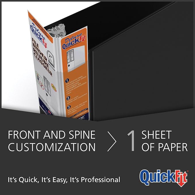 QuickFit PRO Heavy Duty Single Touch View Binder, D Ring, White, 6 Pack, 1 Inch