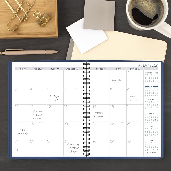 AT-A-GLANCE 2027 Planner, Monthly, 7" x 8.75", Unruled Daily Blocks, Blue (701242027)