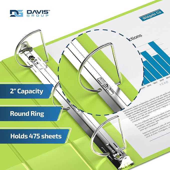 Premium Economy 6-Pack 3-Ring Binders for School or Office, D-Ring Binders, 2 Inch, Lime Green