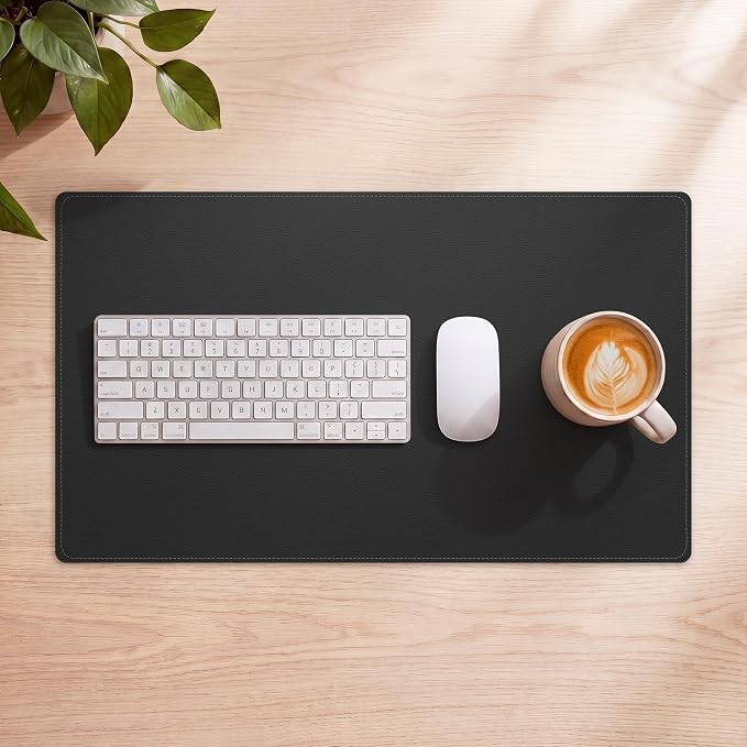 AFIING Desk Mat, Black, 31.5" x 17", Cork Desk Pad Protector | Dual-Sided Cork & PU Leather, Waterproof, Non-Slip for Mouse Pad, Office, Home & Writing