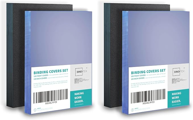 Binditek 400 Pack Binding Covers Set, 8.5x11 Inches, 10Mil PVC & 12Mil Poly