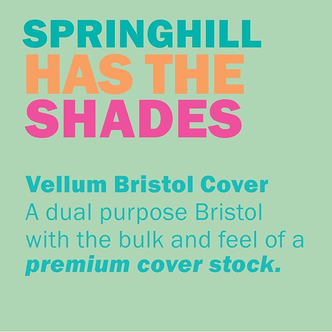 Springhill 8.5” x 11” Green Colored Cardstock Paper, 67lb Vellum Bristol, 147gsm, 250 Sheets (1 Ream) – Premium Lightweight Cardstock, Vellum Printer Paper with Textured Finish – 046000R