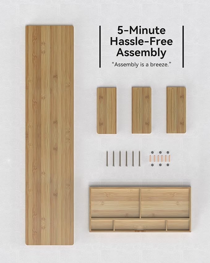 42” Monitor Stand with Large Drawer Keyboard Storage,Dark Bamboo | dual Computer monitor riser shelf for 55-72 inch desk aesthetic workplace computer setup desktop organizer easy assembly