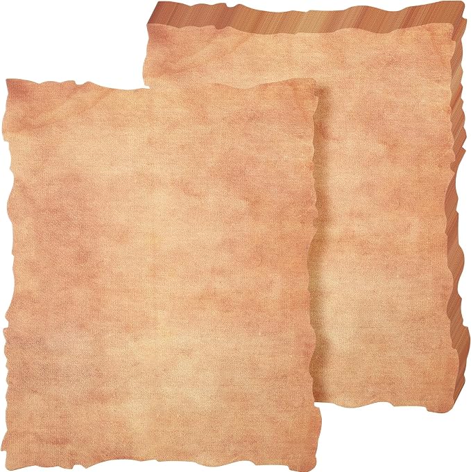 Harloon 50 Pcs Vintage Old Looking Cotton Paper Deckle Edge,8.5x11 Inch | 200 Gsm Thick Cardstock Blank, Antiqued Watercolor, For Invitations Bookmarks Drawing Writing Greeting Scroll Crafting