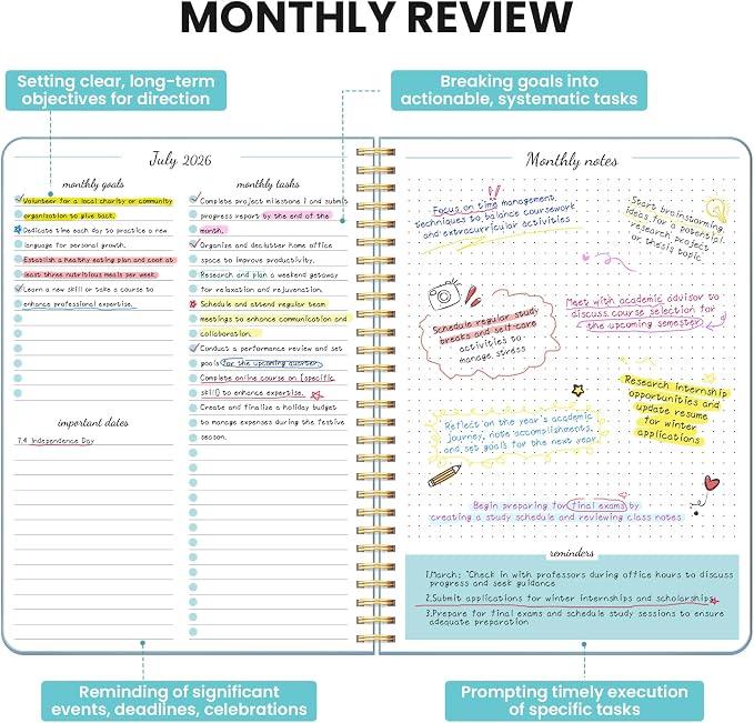 Monthly Planner 2026-2027, 18 Months Calendar, Jul 2026-Dec 2027