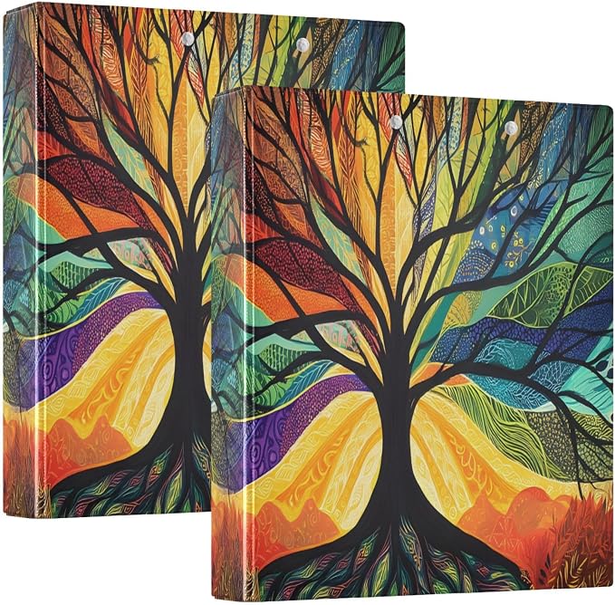 ALAZA 3 Ring Binder Colorful Abstract Tree Clipboard Round Ring Binder Holds 1.5 Inch Three Ring Binder Heavy Duty Ring Binders for Office Supplies, 1Pack