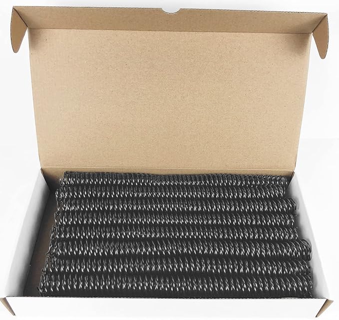 Binditek Plastic Spiral Binding Coils, 16 mm, 4:1 Pitch, Black, 50 Pack | Coil Binding Spines, 5/8", 140 Sheet Capacity, 48 Loops, for Letter-Size Reports, Presentations, School and Office Projects