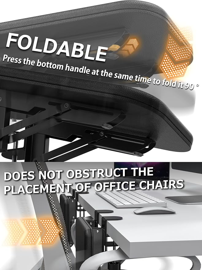 NODOCA Arm Rest for Desk, Ergonomics Wrist Rest, Desk Extender, Soft Sponge Built-in, Comfortable Arm Support for Desk, Foldable Elbow Rest for Desk, Home, Office(1pcs)
