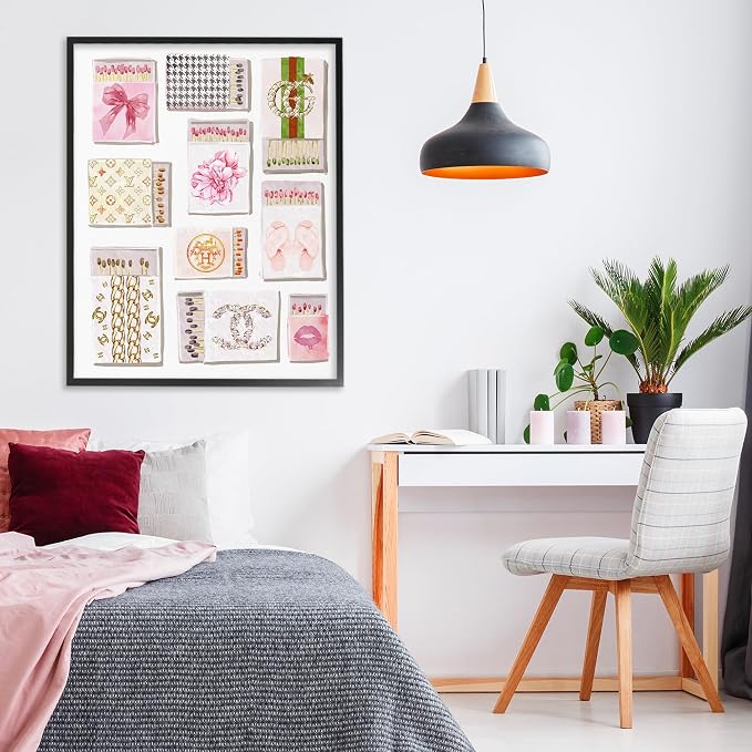 'Glam Girl Matchboxes'| Framed Giclee Art | Stupell Industries | Black, 24 x 30 Inches, Easy to Hang and Sturdy, Made in USA, by Ziwei Li