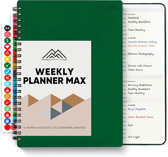 2026 Planner. 8.5" x 11" Spiral-Bound Weekly, Monthly and Daily Planner - Organize All 52 Weeks - Increase Productivity and Get Organized - Productivity Store (Green)