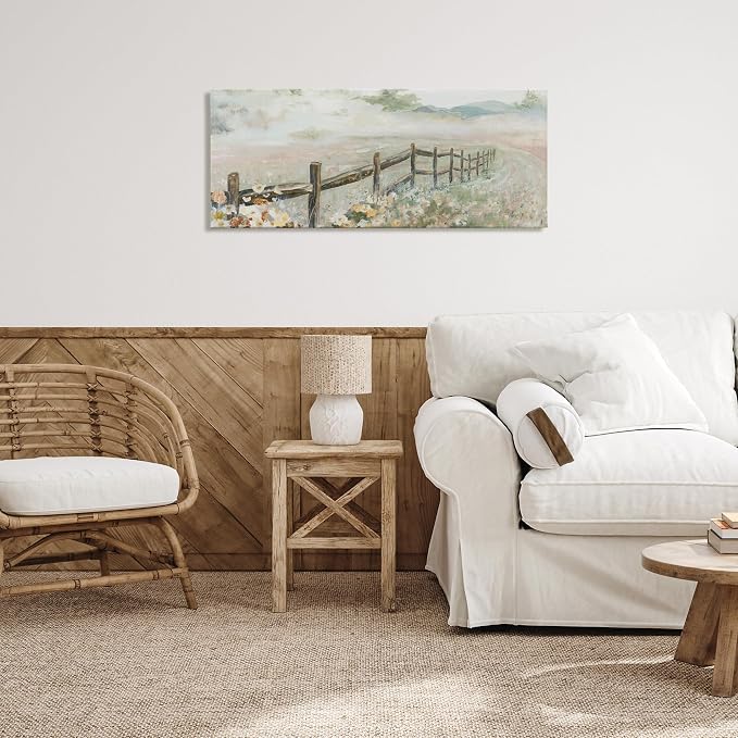 Stupell Industries 'Soft Fence with Flowers'| Canvas Art | Stupell Industries | 30 x 13 Inches, Easy to Hang and Sturdy, Made in USA, by Patricia Pinto
