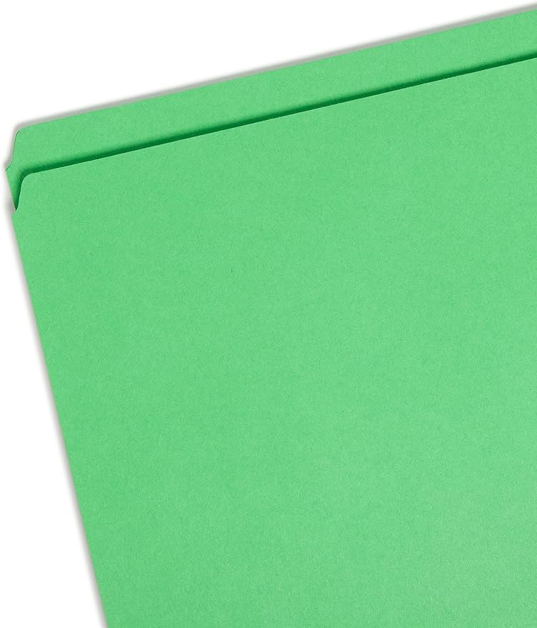 Smead File Folder, Reinforced Straight-Cut Tab, Legal Size, Green, 100 per Box (17110)