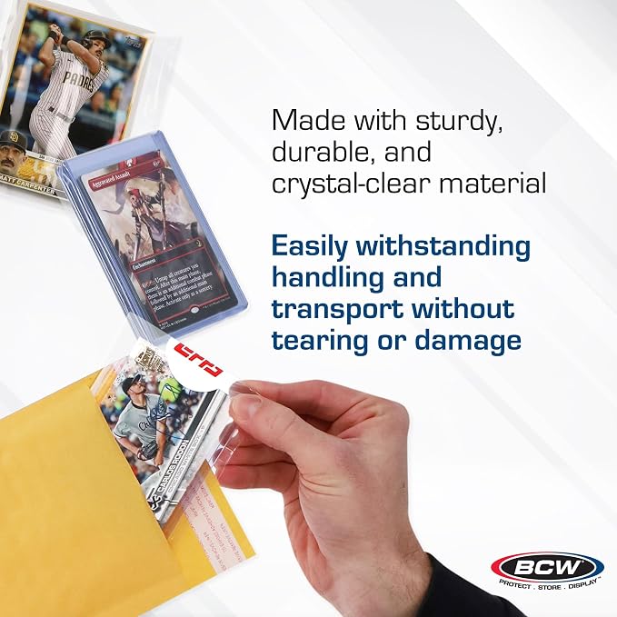 BCW Resealable Team Set Bags, Holds 35 Cards or 5 Toploaders, 400 Count | Holds up to 35 loose cards, 5 standard 35 pt toploaders, or magnetics up to 108 pt with an adhesive flap closure.