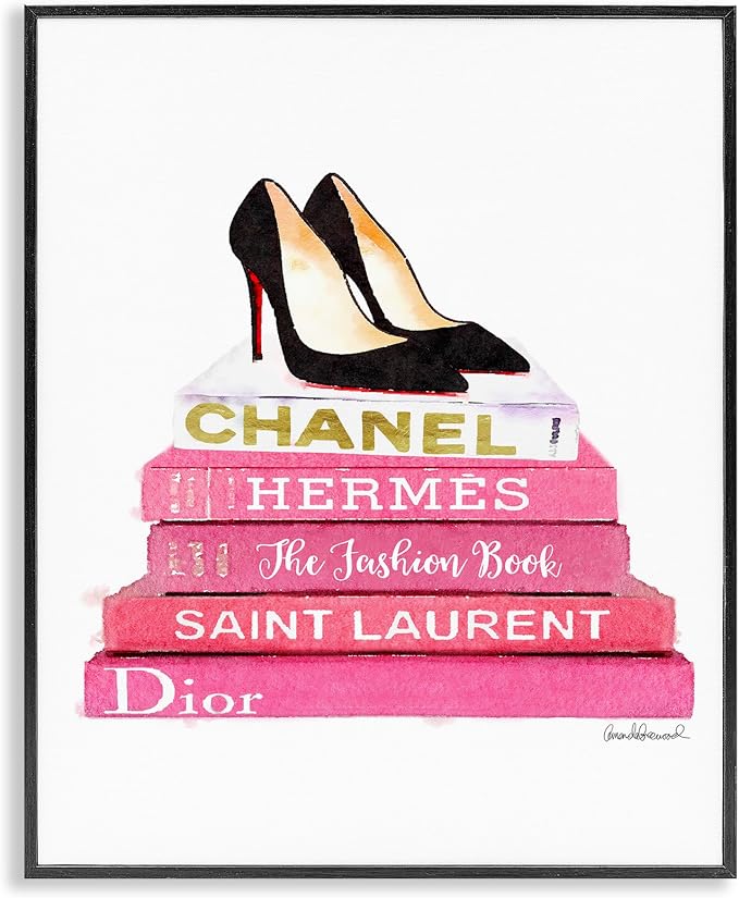Glam Fashion Books Pump Heels, 24 x 30 Inch Framed Giclée Print | Stupell Industries · By Amanda Greenwood · Ready to hang · Fashion inspired still life · Made in USA
