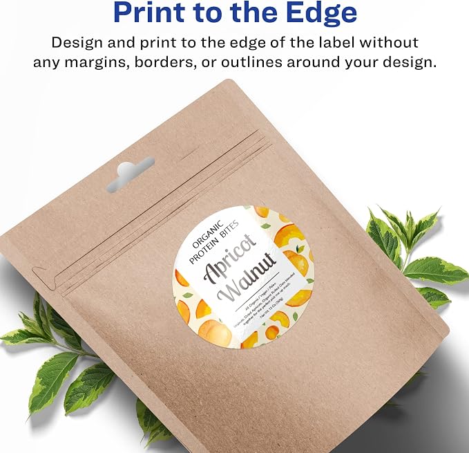 Avery® Glossy White Round Labels, Sure Feed® Technology, 3.5" Diameter, 200 Glossy White Labels, Print-to-The-Edge, Permanent Adhesive, Laser/Inkjet Printable