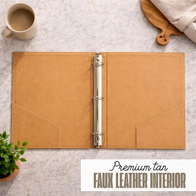 Paper 'n Such Welcome Binder for Short Term Rentals – Grey Faux Leather 3 Ring Folder for Airbnb, Vacation Home, House Manual & Guest Information - Letter Size