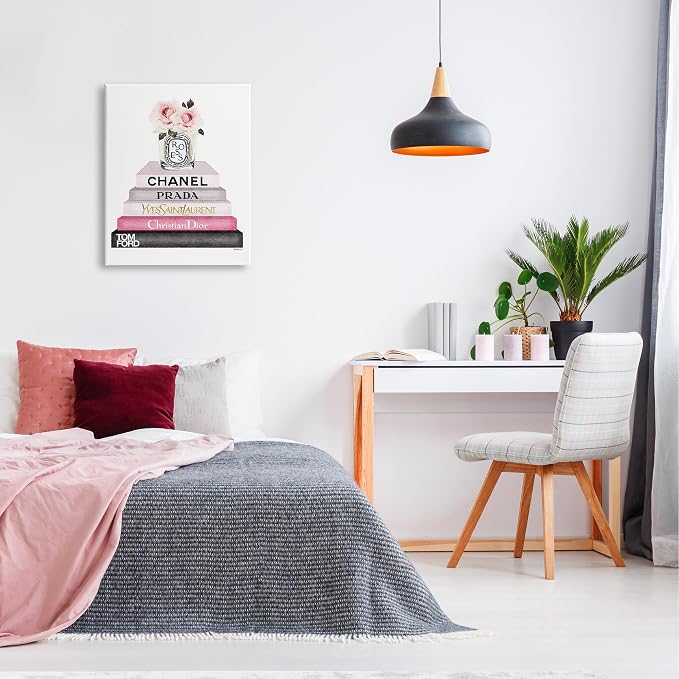 Stupell Industries Book Stack Fashion Candle, 24 x 30 Inch Canvas Wall Art | Stupell Industries · By Amanda Greenwood · Graphic art still life charm · Ready to hang · Made in USA