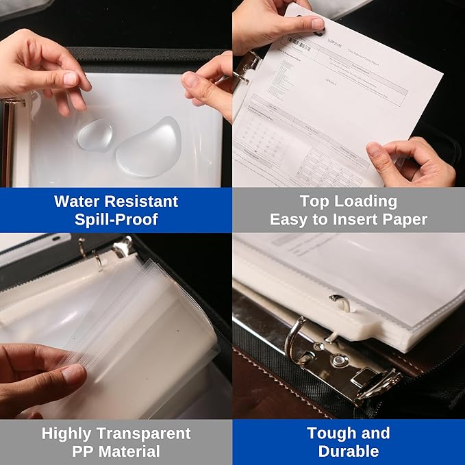 500 Pack Sheet Protectors for 3 Ring Binder, 8.5 x 11 Heavy Duty | Clear Page Protectors for Paper, Plastic Sleeves, Top Loading, Reinforced 3-Hole Punch, PVC Free Acid Free Archival Safe
