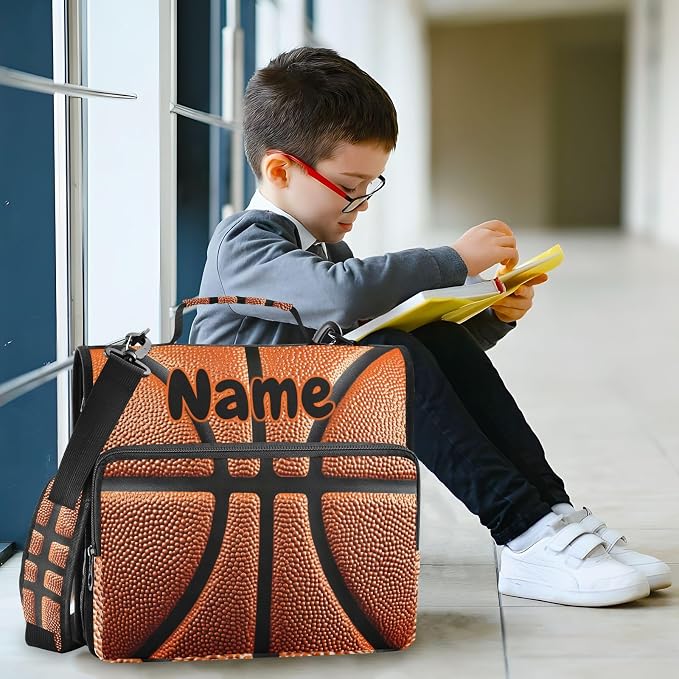 Custom Basketball Ball Skin 3 Ring Binder Bag 1.5 inch Personalized Name Binder Organizer 500 Sheet Documents Storage for School Office