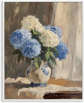 'Vintage Hydrangea in Ceramic Vase'| Framed Giclee Art | Stupell Industries | White, 24 x 30 Inches, Easy to Hang and Sturdy, Made in USA, by LSR Design Studio