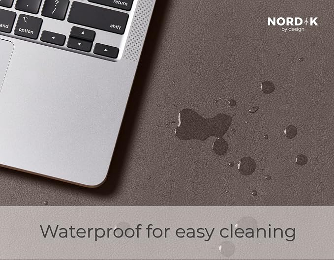 Nordik Leather Desk Mat - Cork Gunmetal Gray - Leather Desk Pad (35x17 in) | Premium Vegan Leather Desk Pad with Cable Organizer, Giftable, Extended Waterproof Mouse Mat, Non-Slip Desk Pad Protector