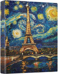 3 Ring Binder Paris Tower Skyline Night 1.5" Round Ring Binders View Binder with 200 Sheet for Kids School Supplies Women Men Office, 1 Pack