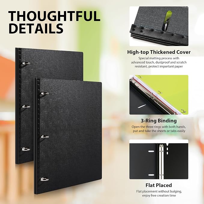 WOT I 12 Pack Telescoping 3 Ring Binder(0.75"), Expandable Flexible Binder - Patented Design for Easy Portability, Holds 8.5"x11" Paper, for School, Office&Home Organization, Black