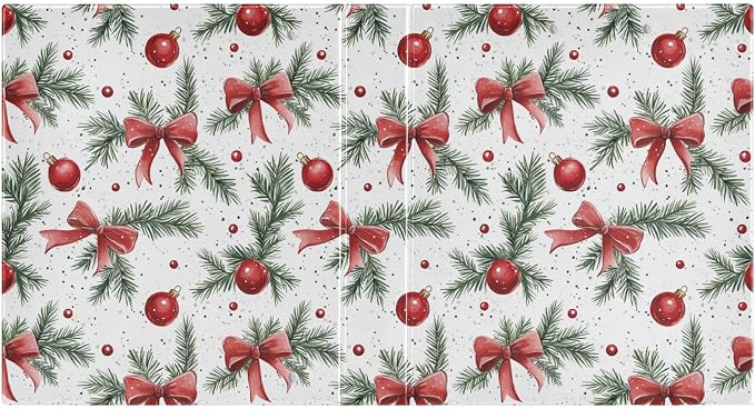 Watercolor Christmas Red Bows and Green Fir 3 Ring Binder 1.5" Decorative D-Ring Binder with Clipboard&3 Clear Pockets, Holds 200 Sheets A4 Size Paper Waterproof Binders for School Home Office|2 Pack