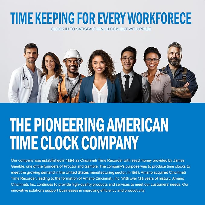 Amano TCX-21 Time Clock for Employees with Analog Clock Face, Easy-to-Read Dial, Time Stamping Machine for Small Business, Made in USA