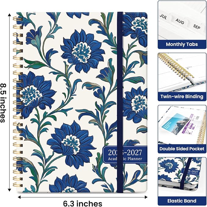 Academic Planner 2026-2027, Jul 2026-Jun 2027 Monthly & Weekly Planner
