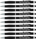 SyPen Personalized Stylus Pens With your Custom Logo or Text-300 Pack Bulk-for Businesses, Parties, and Events, 2 in 1 Ballpoint Pen & Stylus for Touchscreen Devices, Black Barrel, Black Ink