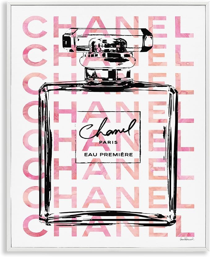 'Glam Perfume Bottle Brand Text'| Framed Giclee Art | Stupell Industries | White, 24 x 30 Inches, Easy to Hang and Sturdy, Made in USA, by Amanda Greenwood