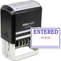 MaxMark Large Self-Inking Rubber Date Office Stamp with Entered Phrase & Date - Blue/Red Ink, 12-Year Band - Style 3