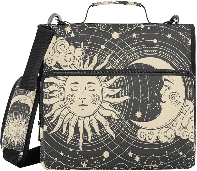 Tarot Celestial Bohemian Binder Bag 3 Ring Zipper with Handle Shoulder Strap