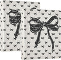 Bow White Black Coquette Round Ring Binders 1.5 Inch Bowknot Doodle Pattern 3 Ring Clipboard Binder for Office School Work Supplies File Folder Document 200 Sheet Capacity Easy Open 2 Pieces