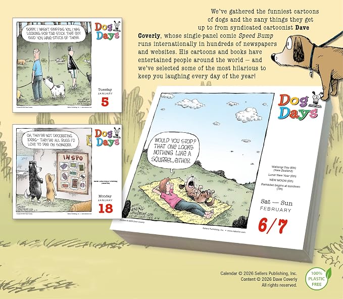 Dog Days 2027 Daily Desk Calendar: Boxed Page-a-Day Funny Dog Cartoon Calendar by Dave Coverly with Day-to-Day Laughs & Canine Comedy